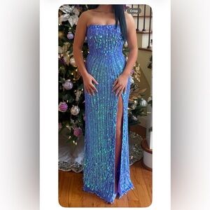 Sherri Hill Blue Sequin Maxi Skirt 57218